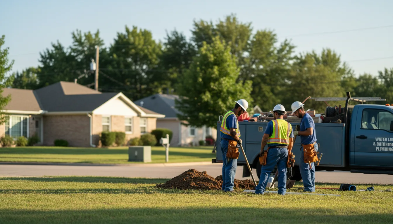 Residential water line and bathroom plumbing service in Rufe, OK